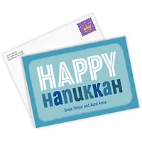 Blue and White Block Lettering Custom Hanukkah Card for only USD 4.99 | Hallmark