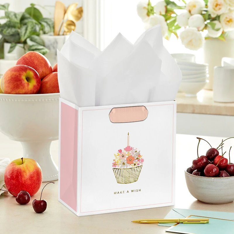 7.7" Make a Wish Floral Cupcake Medium Gift Bag for only USD 7.79 | Hallmark