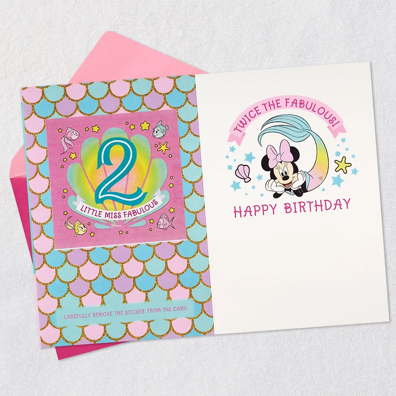 Disney Minnie Mouse You're Twice the Fun 2nd Birthday Card With Sticker for only USD 3.99 | Hallmark