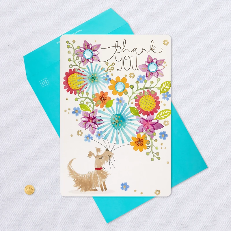 16" Dog With Flowers Jumbo Thank-You Card for only USD 9.99 | Hallmark