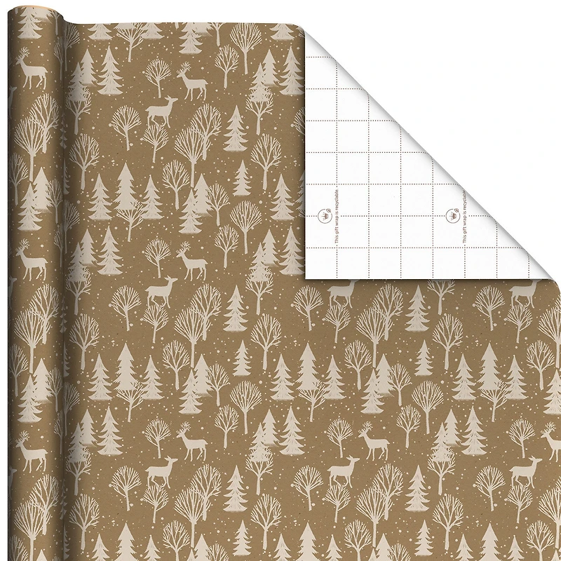 Deer and Tree Silhouettes on Brown Jumbo Christmas Wrapping Paper Roll, 90 sq. ft. for only USD 9.99 | Hallmark