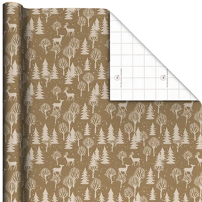 Deer and Tree Silhouettes on Brown Jumbo Christmas Wrapping Paper Roll, 90 sq. ft. for only USD 9.99 | Hallmark