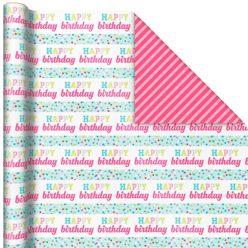 Sweet Birthday 3-Pack Reversible Wrapping Paper, 75 sq. ft. total for only USD 16.99 | Hallmark