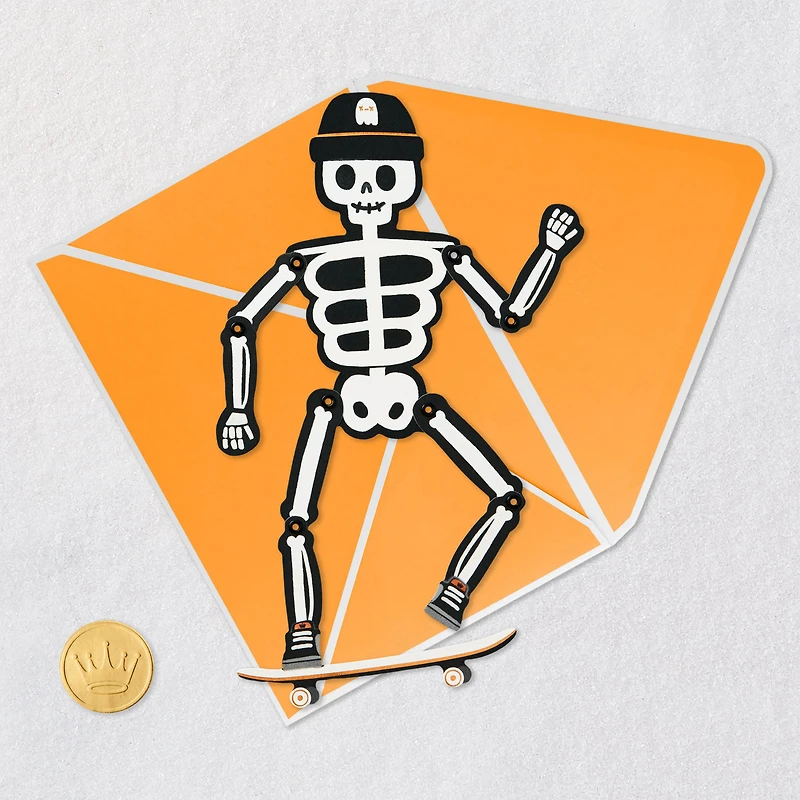 Poseable Skeleton on Skateboard Paper Craft Halloween Card for only USD 5.99 | Hallmark