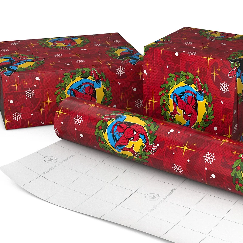 Marvel Spider-Man in Wreath on Red Jumbo Christmas Wrapping Paper Roll, 70 sq. ft. for only USD 9.99 | Hallmark