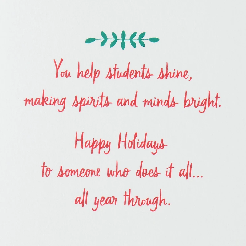 You Help Students Shine Christmas Thank-You Card for Teacher for only USD 3.59 | Hallmark