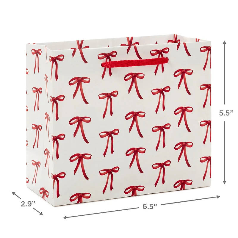 5.5" Red Bows on White Small Christmas Gift Bag for only USD 2.49 | Hallmark