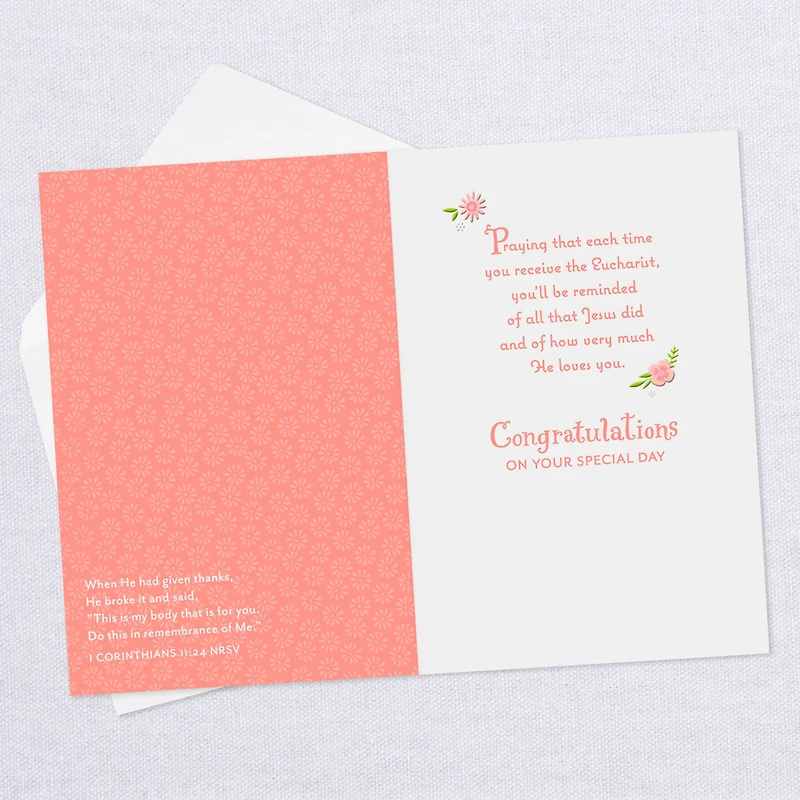 Blessings and Prayers Floral Cross First Communion Card for only USD 2.99 | Hallmark
