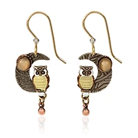 Silver Forest Owl on Metal Crescent Moon Drop Earrings for only USD 23.00 | Hallmark