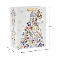 13" Floral Evergreen on White Large Christmas Gift Bag for only USD 4.49 | Hallmark