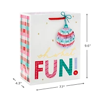 9.6" Disco Ball Ornament on White Medium Christmas Gift Bag for only USD 3.49 | Hallmark
