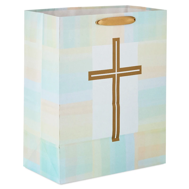 13" Gold Cross With Pastel Border Large Gift Bag for only USD 4.99 | Hallmark