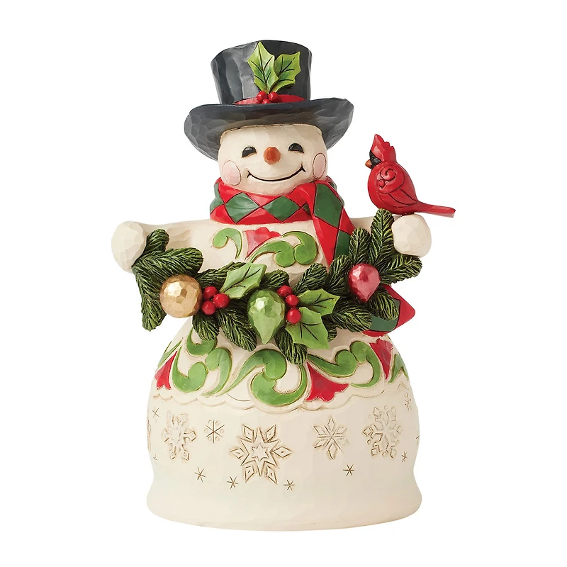 Jim Shore Heartwood Creek Snowman With Garland and Cardinal Figurine, 8.75" for only USD 69.99 | Hallmark