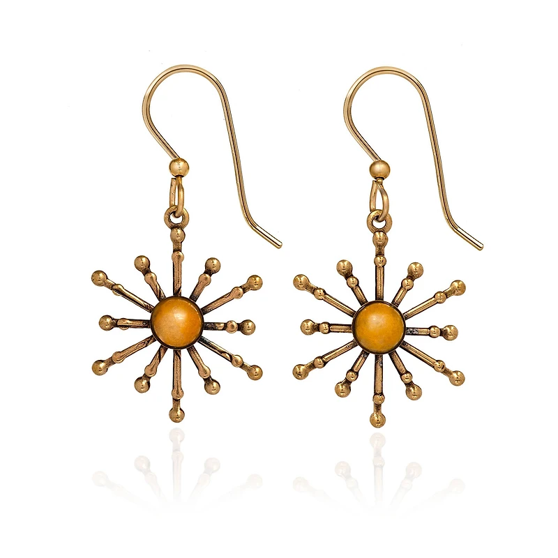 Silver Forest Cabochon and Spokes Gold Metal Drop Earrings for only USD 20.00 | Hallmark