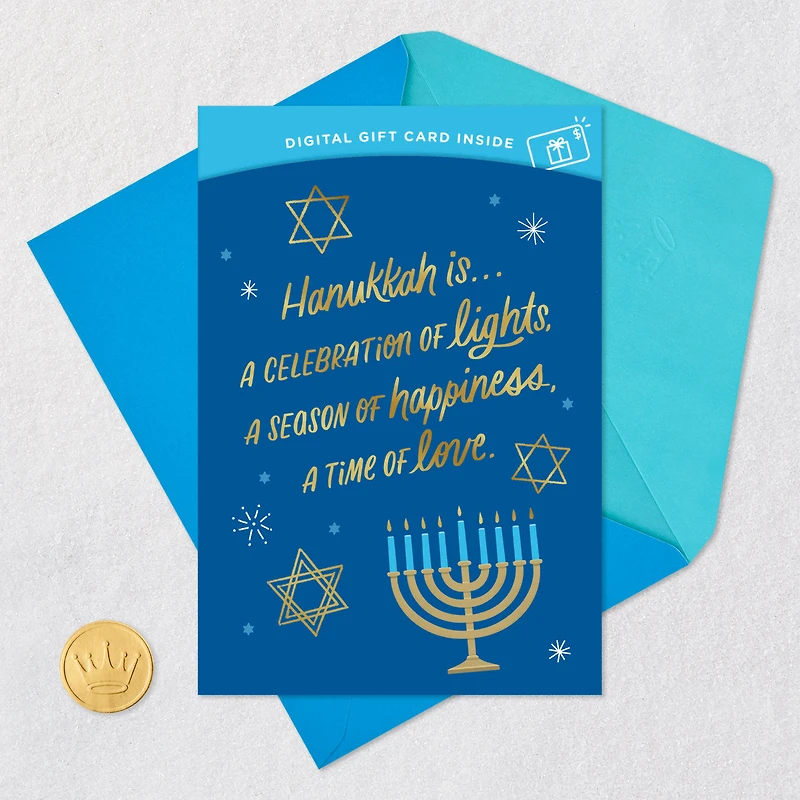 Lights, Happiness and Love Gift Card Greeting Hanukkah Card for only USD 4.99 | Hallmark