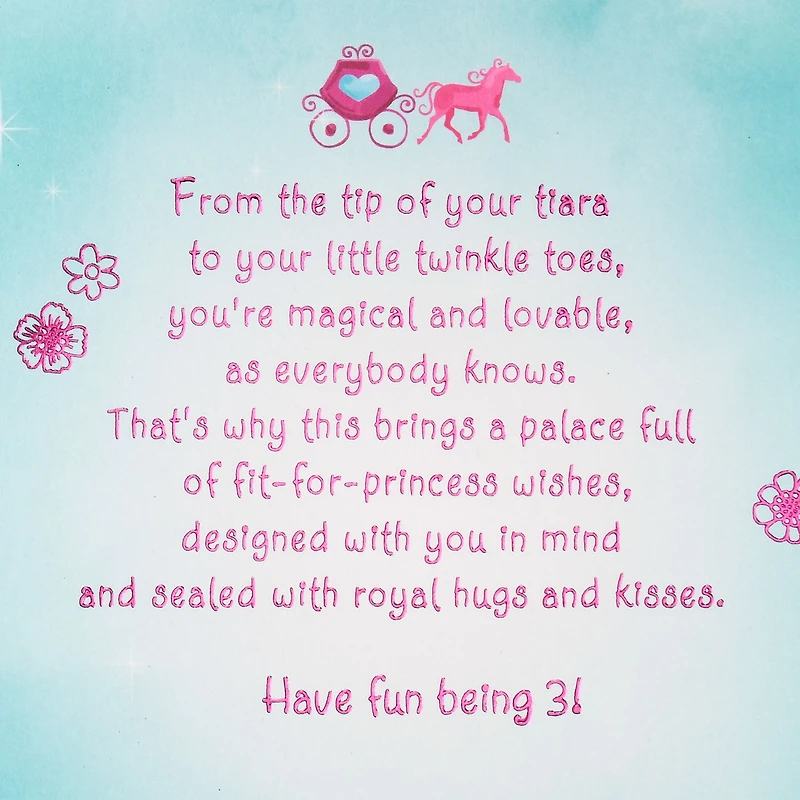 Disney Princesses Royal Hugs and Kisses 3rd Birthday Card for Girls With Stickers for only USD 5.59 | Hallmark