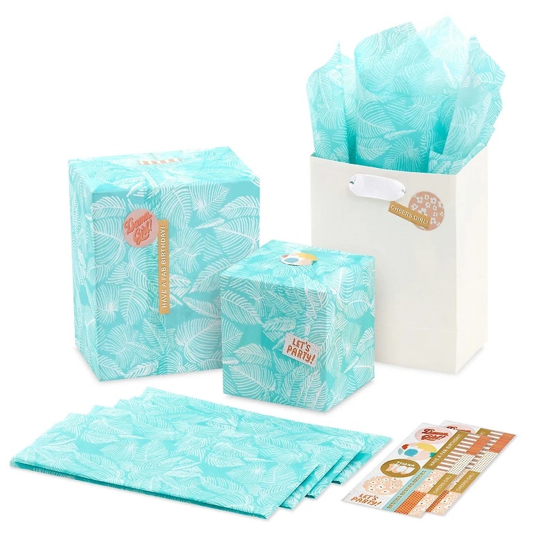 Tropical Leaves on Aqua Tissue Paper With Gift Tag Stickers, 6 sheets for only USD 2.99 | Hallmark