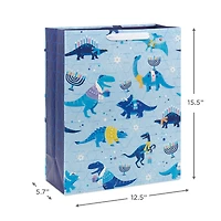 15.5" Dinos on Blue Extra-Large Hanukkah Gift Bag for only USD 4.99 | Hallmark