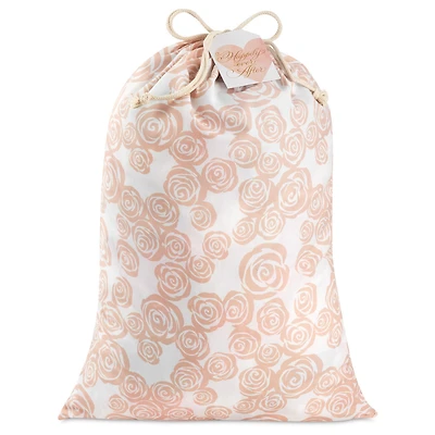 28" Pink Roses on Ivory Wedding Canvas Gift Sack With Gift Tag for only USD 14.99 | Hallmark