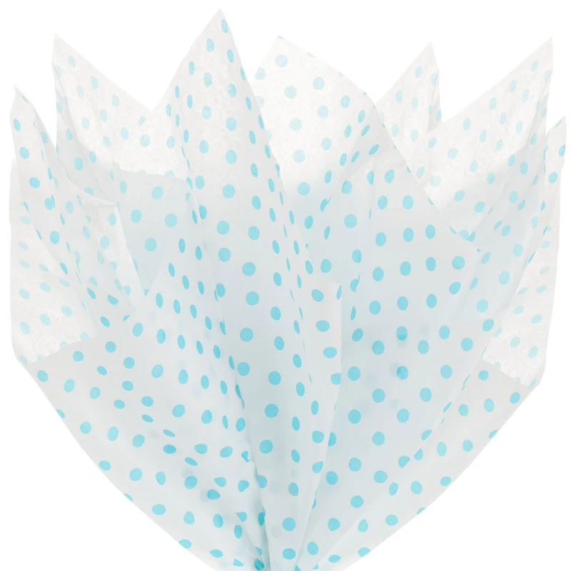 Aqua Blue Polka Dots on White Tissue Paper, 6 sheets for only USD 1.99 | Hallmark
