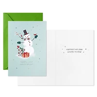Festive Snowman on Green Packaged Christmas Cards, Set of 5 for only USD 5.00 | Hallmark