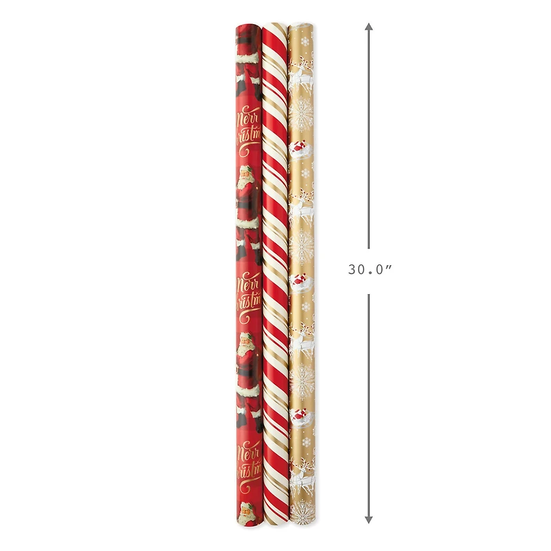Red and Gold 3-Pack Reversible Christmas Wrapping Paper, 120 sq. ft. for only USD 16.99 | Hallmark