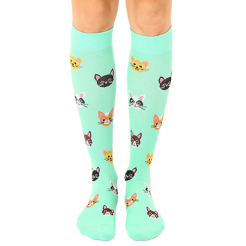 Living Royal Cat Faces on Mint Green Compression Socks for only USD 15.00 | Hallmark