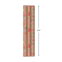 Bright and Bold Kraft 3-Pack Christmas Wrapping Paper, 90 sq. ft. for only USD 16.99 | Hallmark