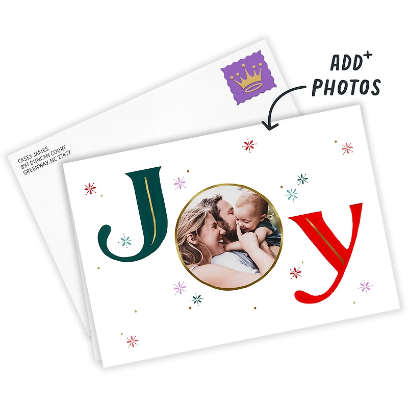 Joy and Snowflakes Custom Christmas Card for only USD 4.99 | Hallmark