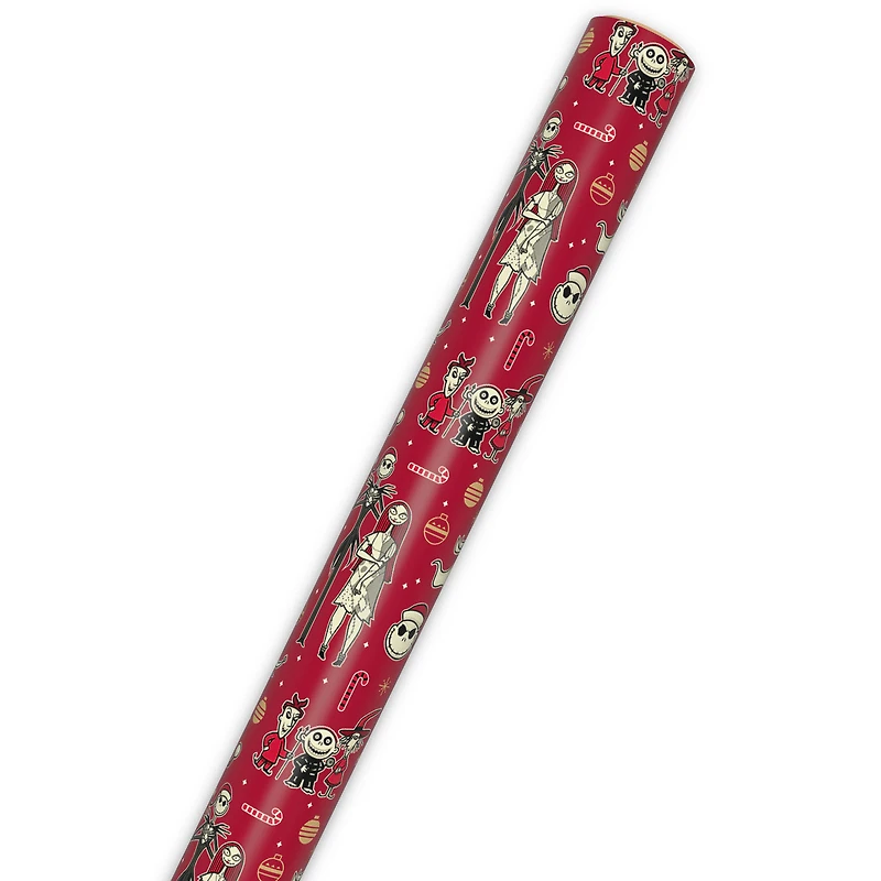 Disney Tim Burton's The Nightmare Before Christmas Characters on Red Wrapping Paper Roll, 25 sq. ft. for only USD 4.99 | Hallmark