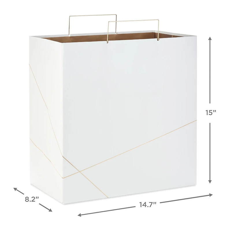 White With Gold Extra-Deep Square Gift Bag, 15" for only USD 7.99 | Hallmark