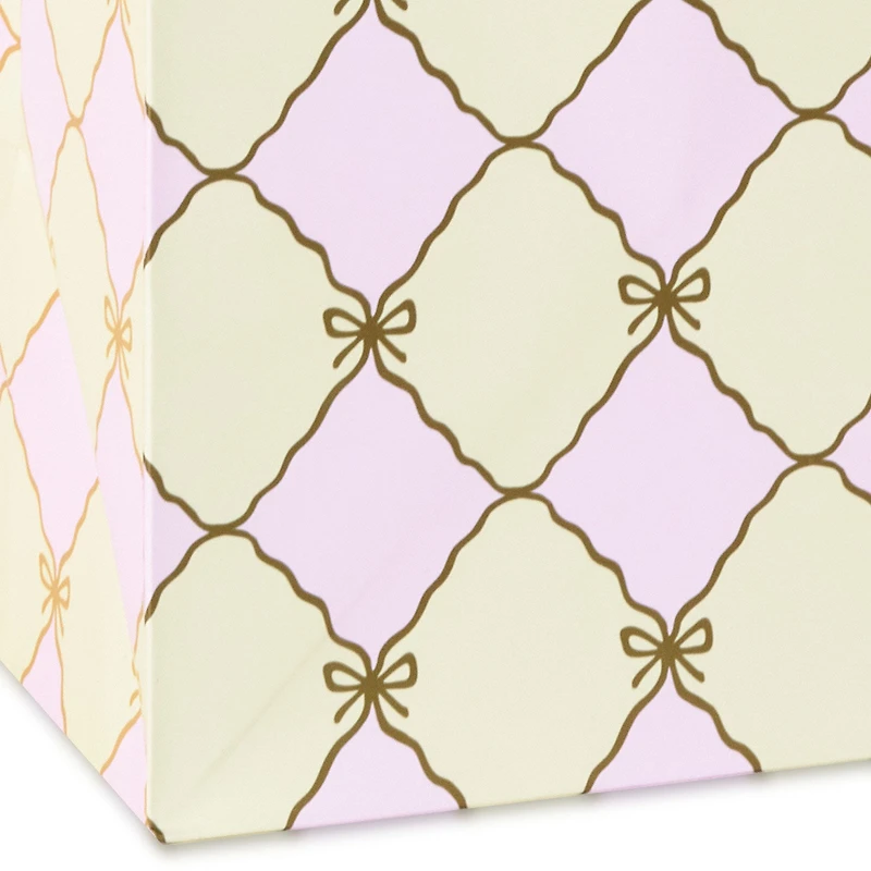 15" Gold Bow Lattice on Pink and Cream Extra-Deep Gift Bag for only USD 6.79 | Hallmark