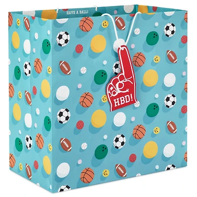 15" Sports Balls on Blue Extra-Deep Birthday Gift Bag for only USD 5.99 | Hallmark