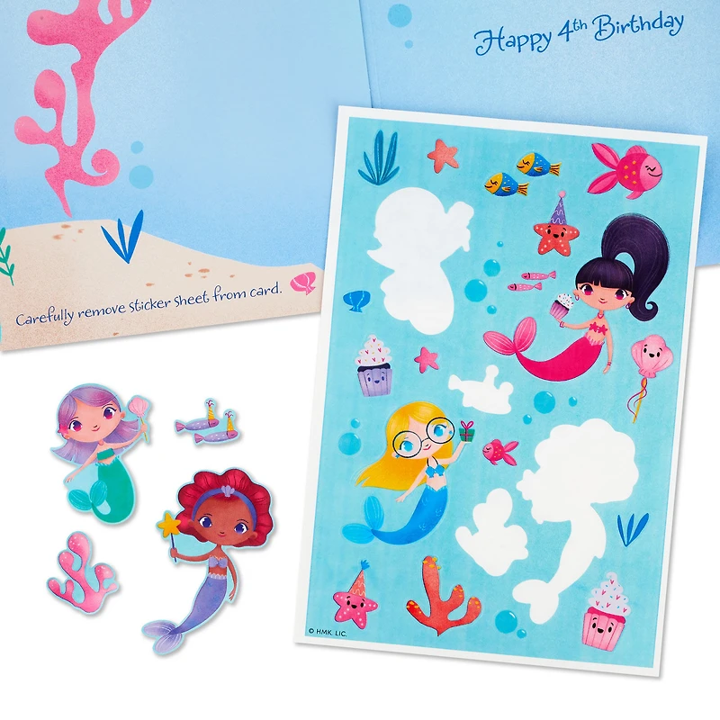 Mermaid Fun 4th Birthday Card With Stickers for only USD 4.59 | Hallmark