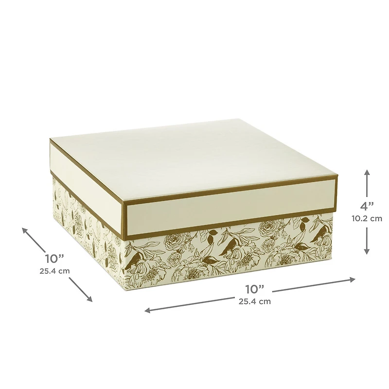 10" Square Gold Floral on White Gift Box for only USD 10.99 | Hallmark