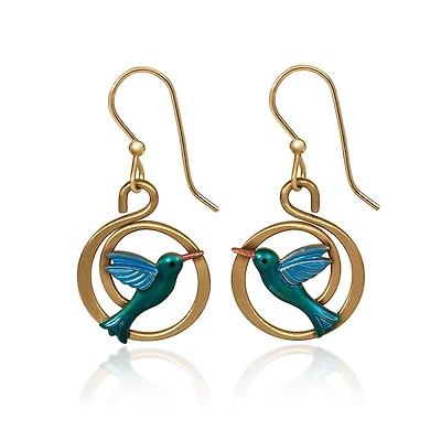 Silver Forest Hummingbird on Gold-Tone Coil Drop Earrings for only USD 18.00 | Hallmark