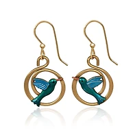 Silver Forest Hummingbird on Gold-Tone Coil Drop Earrings for only USD 18.00 | Hallmark