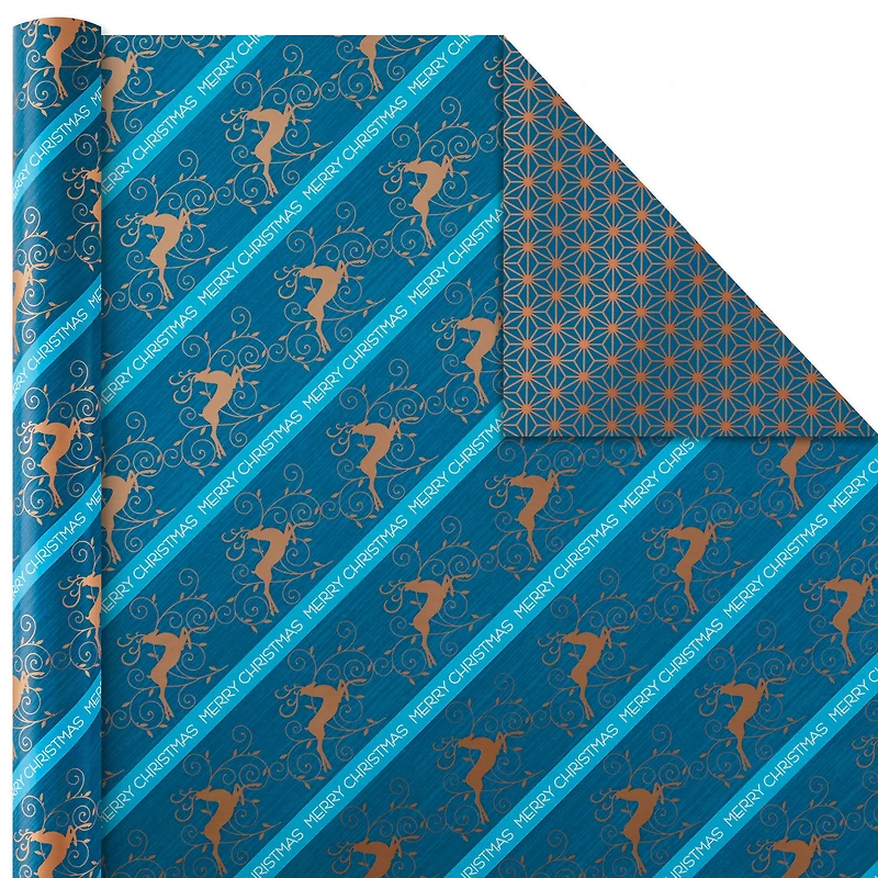 Elegant Blues 4-Pack Blue and Gold Reversible Wrapping Paper, 150 sq. ft. for only USD 19.99 | Hallmark