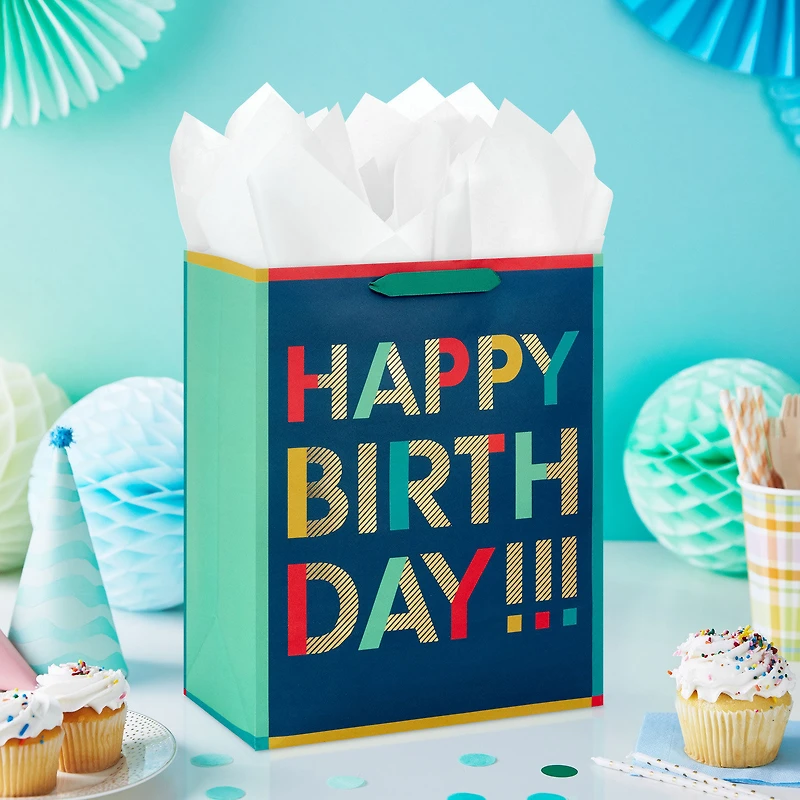 13" Bold Stacked Wishes Large Birthday Gift Bag for only USD 4.99 | Hallmark