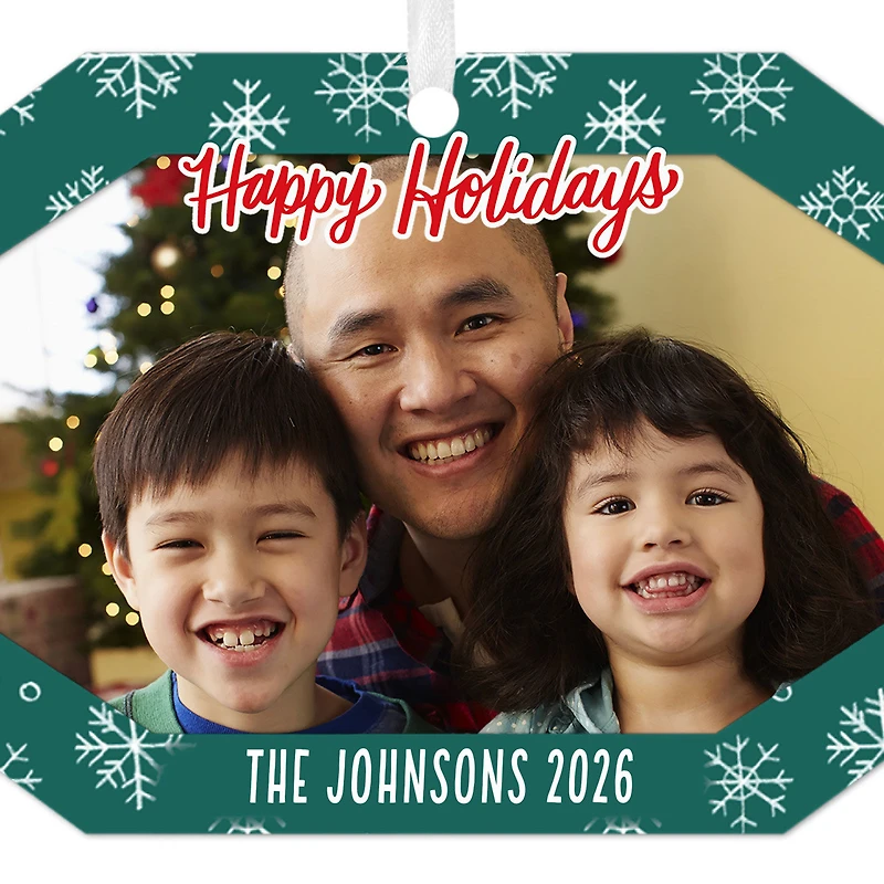 Green Snowflake Metal Personalized Ornament, Custom Photo and Text for only USD 17.99 | Hallmark