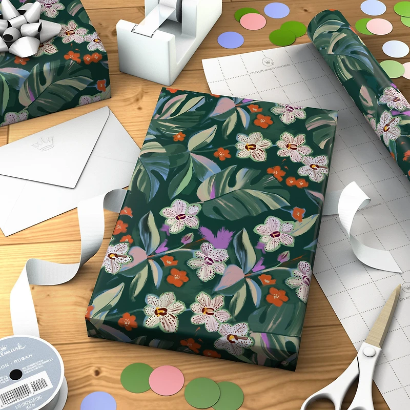 Lacey Chabert Collection Green Floral Wrapping Paper Roll, 20 sq. ft. for only USD 4.99 | Hallmark