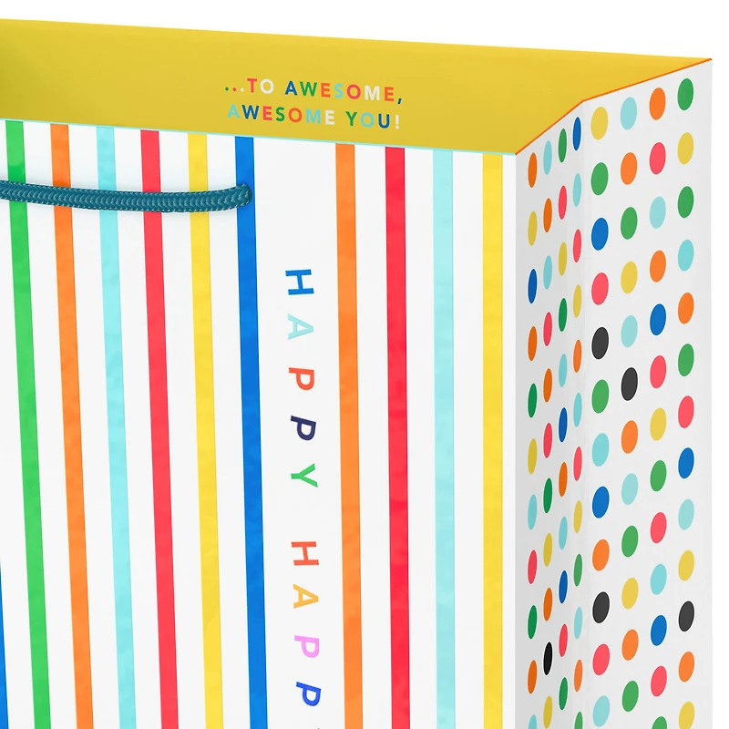 9.6" Happy Happy Stripes Medium Birthday Gift Bag for only USD 3.99 | Hallmark