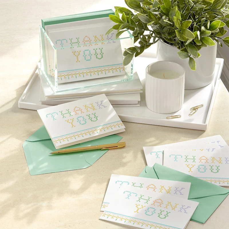 Pastel Cross Stitch Blank Thank You Notes, Pack of 10 for only USD 10.49 | Hallmark