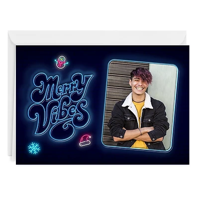 Neon Merry Vibes Custom Holiday Card for only USD 4.99 | Hallmark