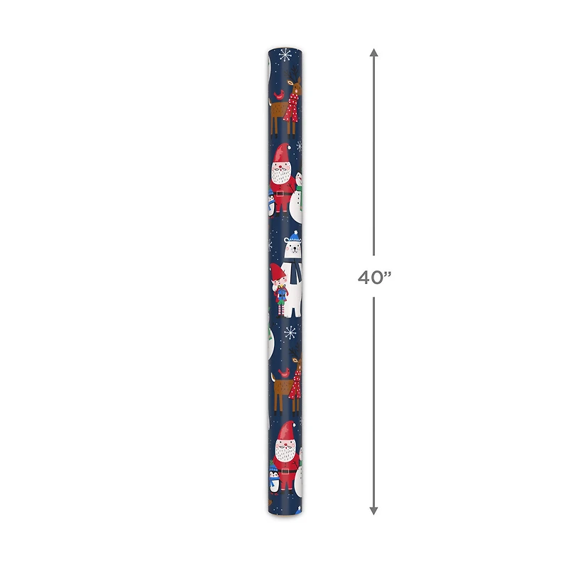 Santa and Friends on Navy Jumbo Christmas Wrapping Paper Roll, 90 sq. ft. for only USD 9.99 | Hallmark