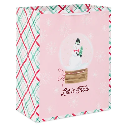 13" Snowman Snow Globe on Pink Large Holiday Gift Bag for only USD 4.49 | Hallmark