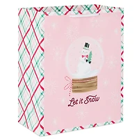 13" Snowman Snow Globe on Pink Large Holiday Gift Bag for only USD 4.49 | Hallmark