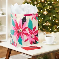 13" Lacey Chabert Collection Pink Poinsettias Large Christmas Gift Bag for only USD 5.49 | Hallmark