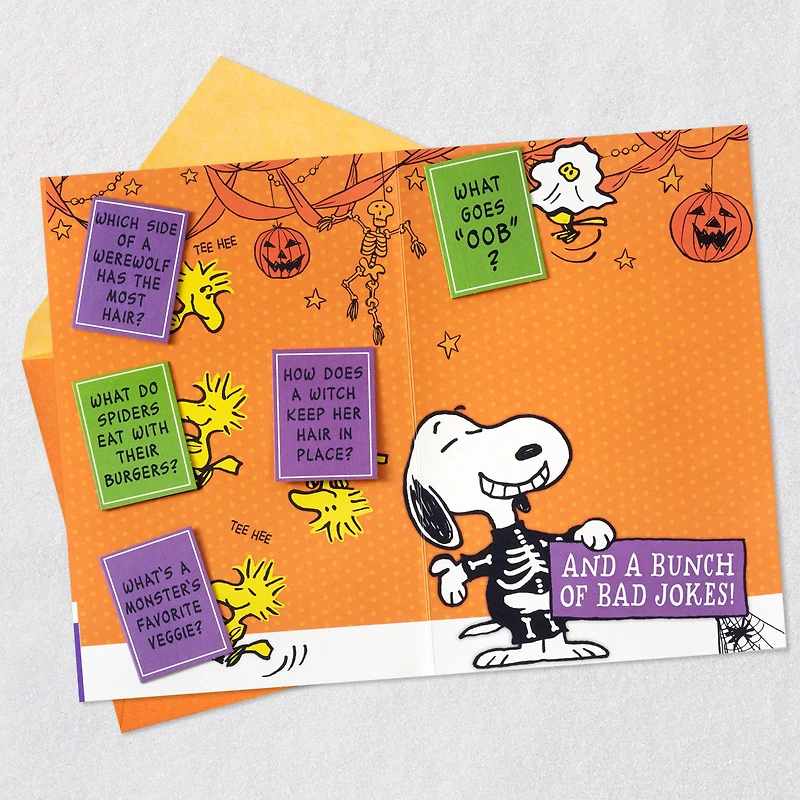 Peanuts® Snoopy and Woodstock Love and Jokes Funny Pop-Up Halloween Card for only USD 6.99 | Hallmark