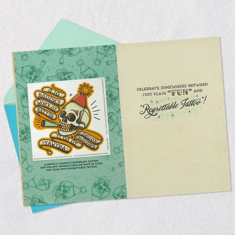 Somewhere Between "Fun" and "Regrettable Tattoo" Birthday Card With Temporary Tattoo for only USD 5.99 | Hallmark